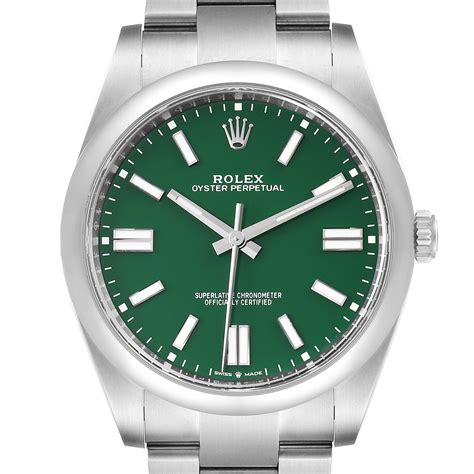 rolex oyster perpetual green face|rolex oyster perpetual 41mm.